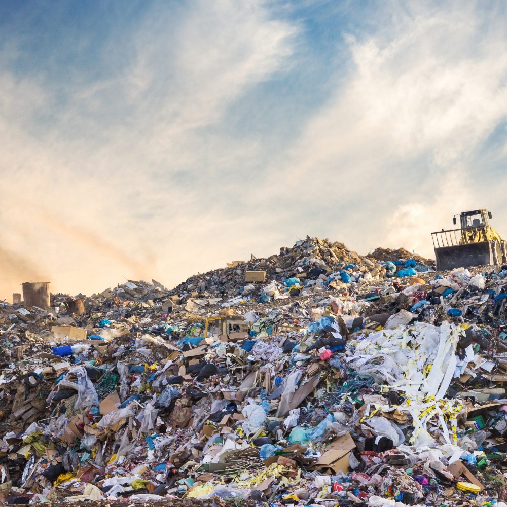 Garbage pile in trash dump or landfill. Pollution concept.