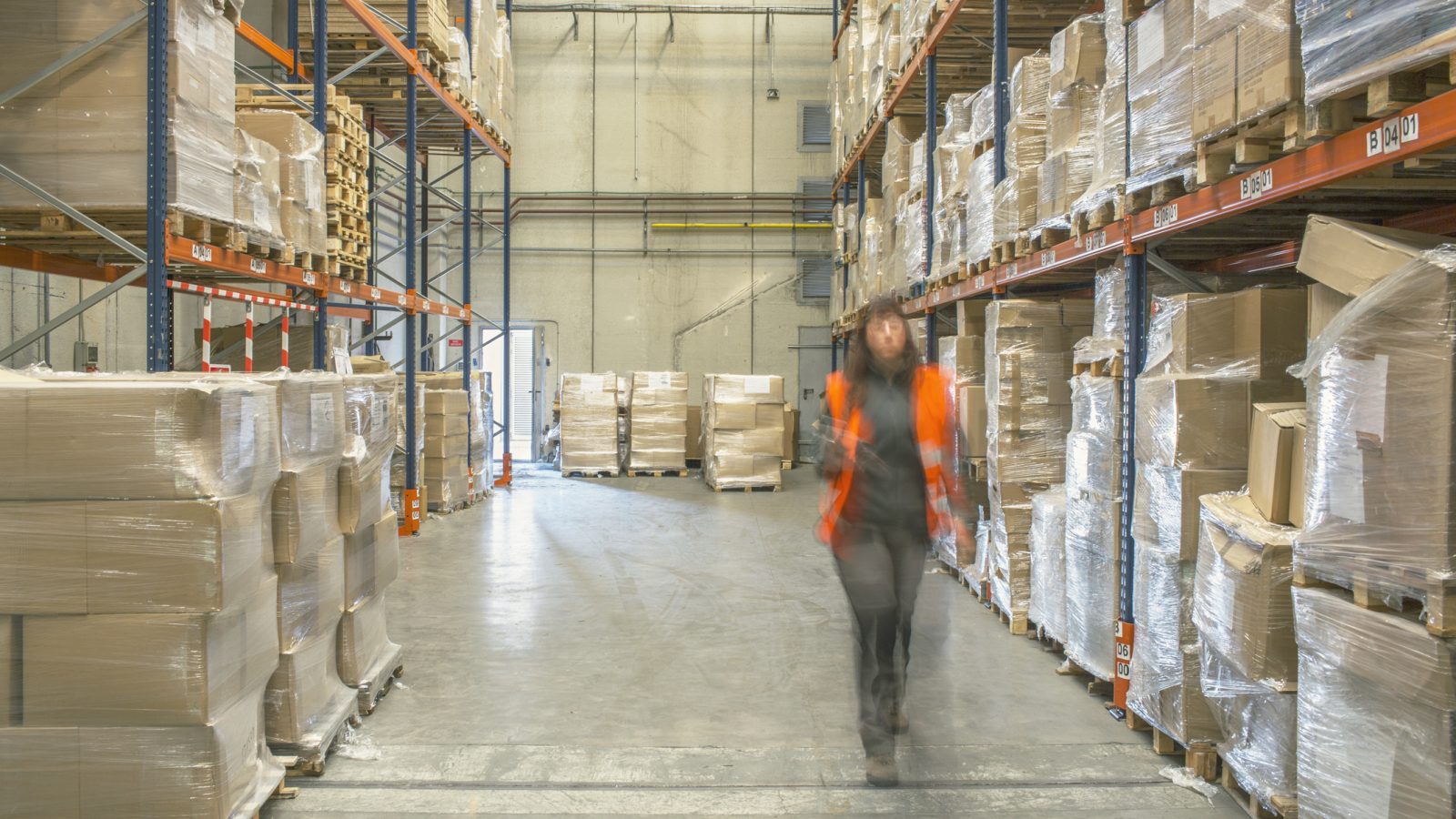 Warehouse worker motion blur