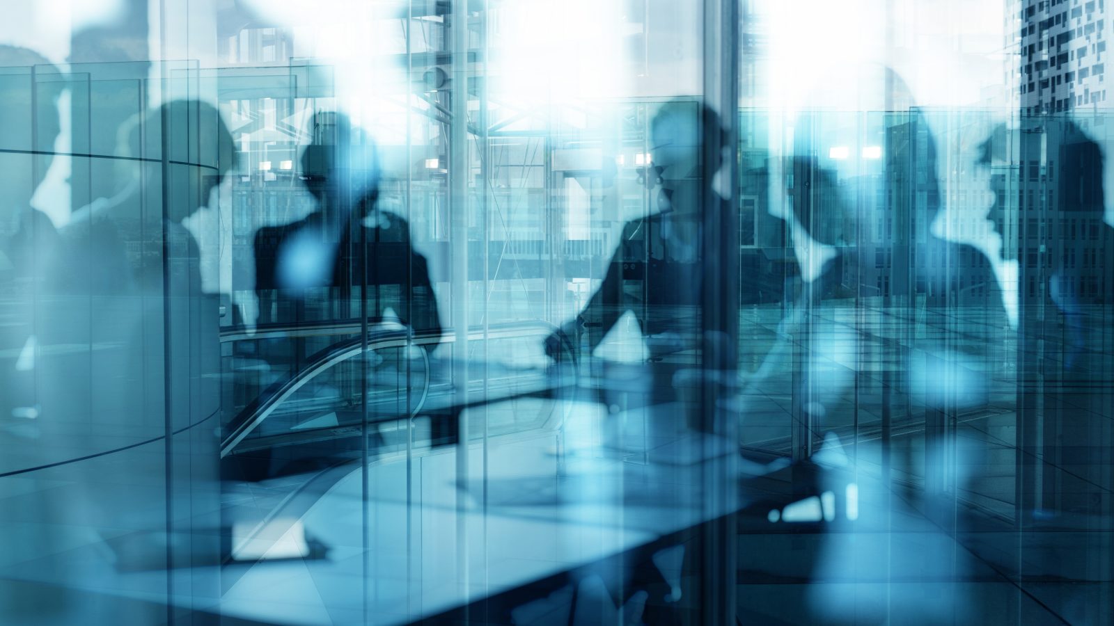 Group of business people work together in office