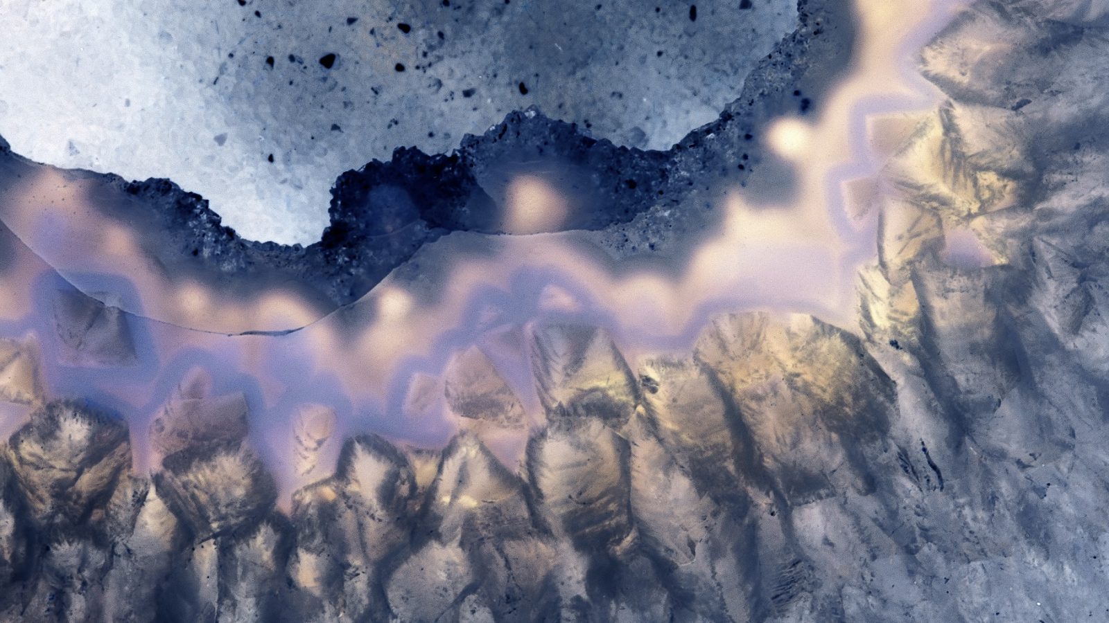 Closeup Macro Crystalline Crystal Patterns Textures In Geode Slices Of Rock