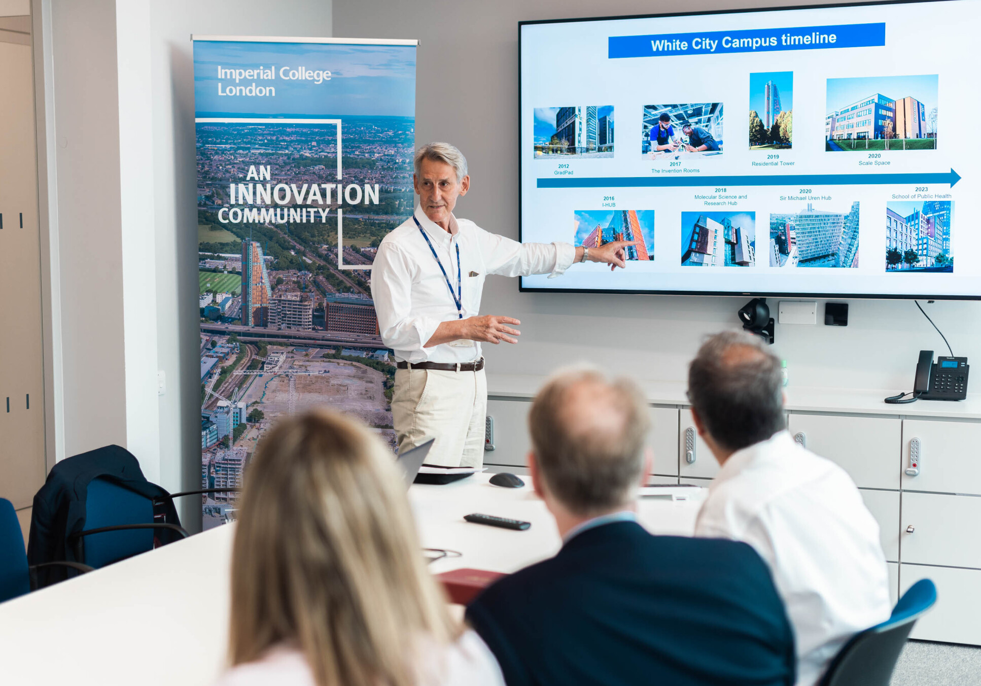 Royce Facility Director Professor Neil Alford explaining the White City Campus development timeline